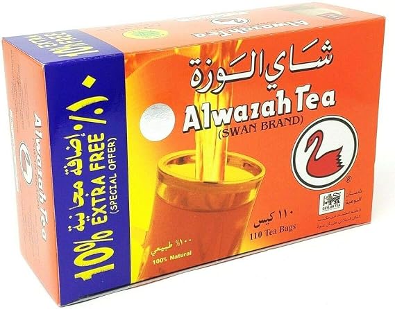 ALwazah Tea - 100% Pure Ceylon Black Tea - New Blend (110 Black Tea Bags)