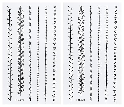 Mini Tattoos 2 Sheets Beautiful Flower vine Cartoon Tattoos Fake Temporary Stickers Sheets Paper Style Vintage Old School Tattoo Body Art Make up Waterproof for Kids Adults 09