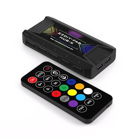 EZDIY-FAB Fan Hub X: 3-in-1 RF Remote Control, LED Back-light Effects, Compatible with EZDIY-FAB Fan