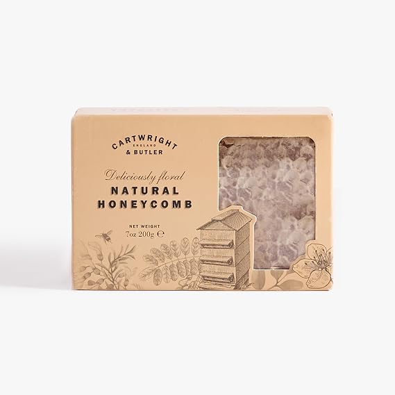 Cartwright & Butler Natural Honeycomb in Carton, 200g Edible Honey Comb, 100% Natural Honey, Mild Sweet & Floral, Gluten Free Honey for Toast, Yoghurt, Drinks & Cooking