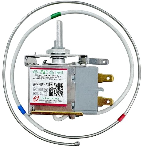 WPF28E-EX / 17431000001341 Temperature Control Thermostat, Refrigerator Thermostat, fit for Midea, Arctic King, Insignia Vissani Chest Freezer Replace WPFE28L-L, Temperature Control Thermostat