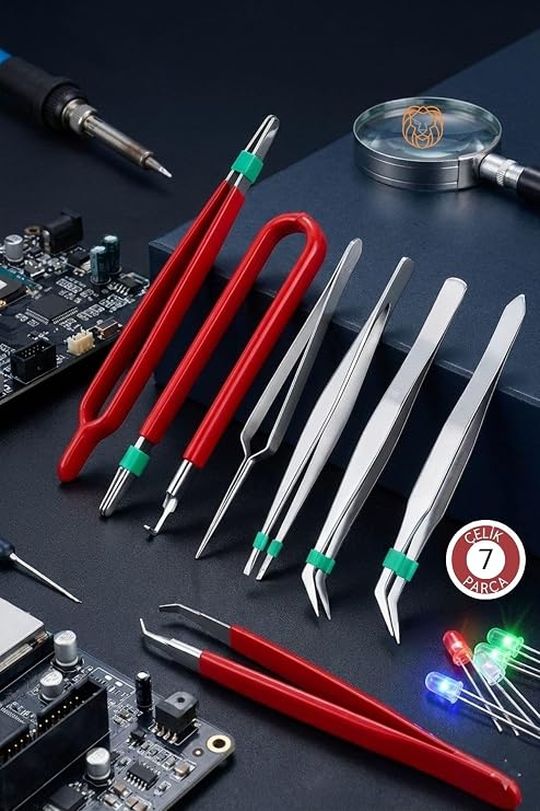 Transformacion 7’li Profesyonel Hassas Cımbız Seti - Antistatik Çelik, Elektronik Tamir & Hobi Kiti 722719