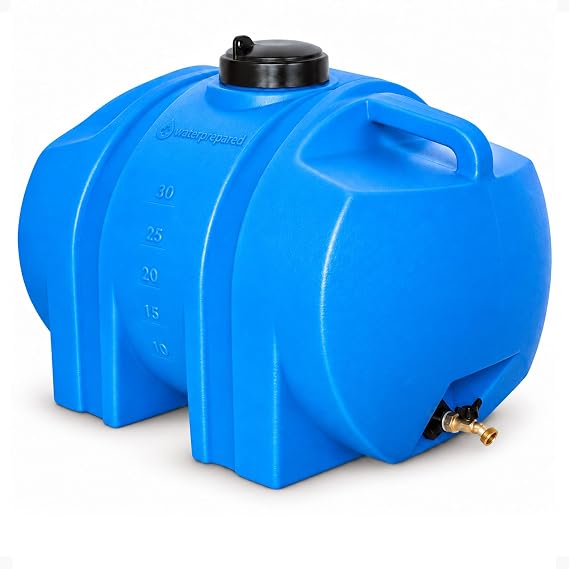 WaterPrepared 35 Gallon Portable Utility Water Tank, Blue
