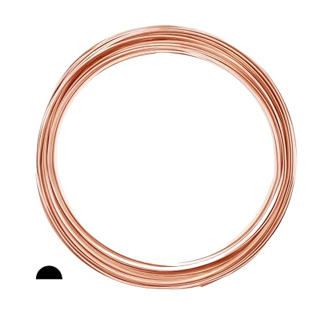 99.9% Pure Copper Wire, 20 Gauge, Half Round, Half Hard, 5FT by CRAFT WIRE