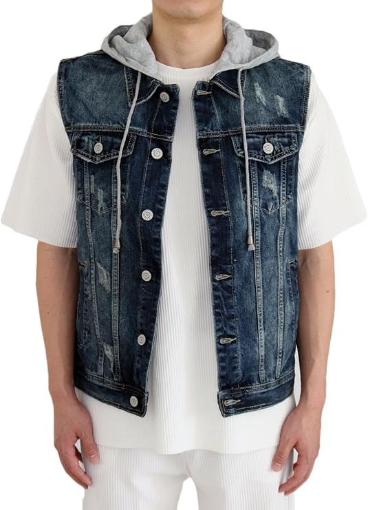 AIRNINE Men's Distressed Denim Jacket