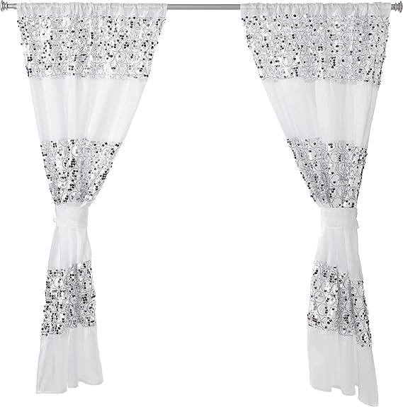 Zahari Home Sinatra Window Curtain Stylish Bathroom Window Curtain,36" x 54" Each, Set of 2, White