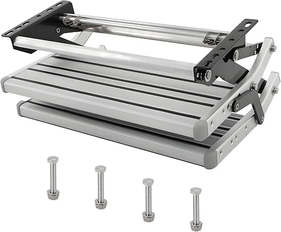 Electric Retractable RV Stairs,Aluminum Manual Pull Out Drop Down Folding Step, Non-Slip Design,for Motorhome RV Campervan Caravan Manual-Double-layer