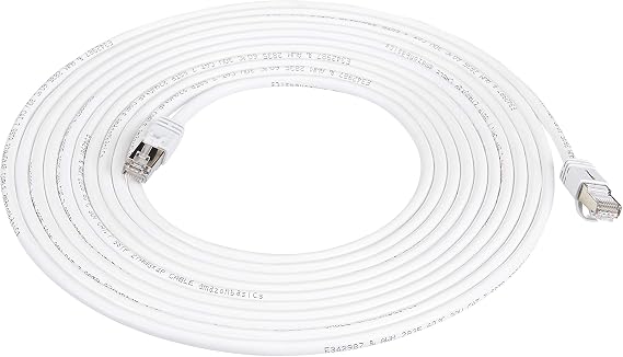 Amazon Basics Cat 7 RJ45 Gigabit Ethernet Broadband Internet Cable 6 Meters Pack of 1 White