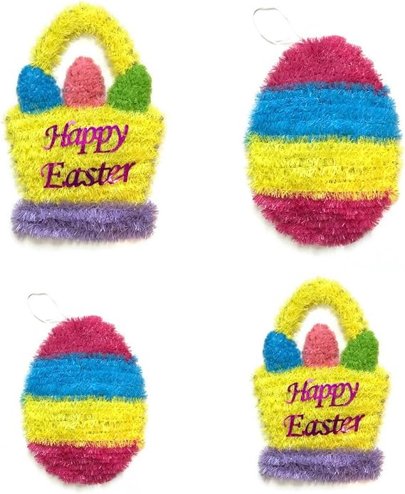 Easter Decorations Bundle of 4: Happy Easter Basket and Easter Egg