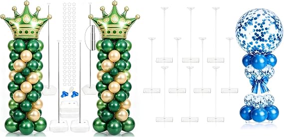 JOYYPOP Bundle of 4 Pack Balloon Column Stand Kit and 10 Sets Balloon Stands for Table 15.75 Inch