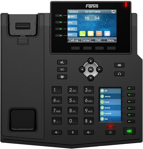 Fanvil X5U V2 IP Phone with 3.5" Color Display, HD Voice, Dual Gigabit Ports, PoE, 16 SIP Lines, Professional VoIP Desk Phone for Office, Call Center and Business Communication