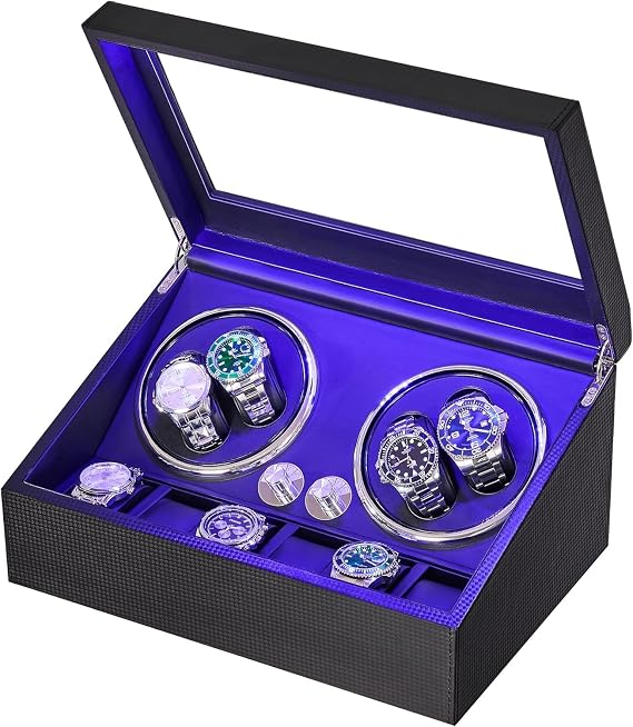 ANWBROAD Watch Winder for Automatic 4 Rotating Modes USB and LED Backlight