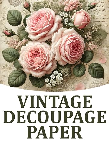 Vintage Decoupage Paper: Book of Antique-Style Floral Sheets Featuring Pink Roses, Peonies, and Daisies for Scrapbooking, Passe-partout, Collages, ... Farmhouses, Cottages, and Summer Houses