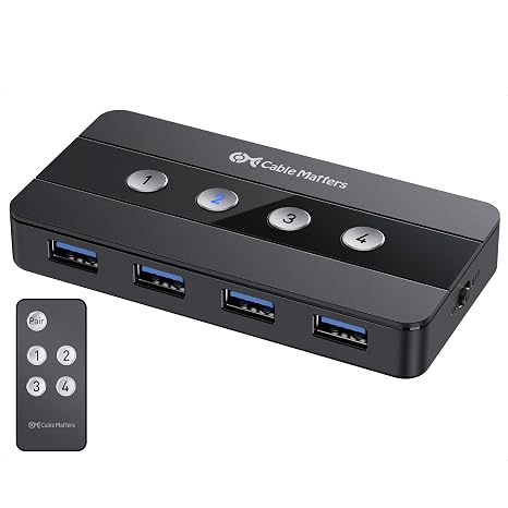 Cable Matters 4-Port USB 3.0 Switch for 4 Computers, USB-C Host Support