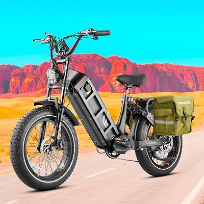 eAhora Juliet Long Range Ebike - [2025] 2000W1200W 31-34MPH 52V 60Ah 200Mile Electric Bike for Adults, 20 Fat Tire Fast Electric Mountain Bike Full Suspension E-Bike for Delivery Commuting