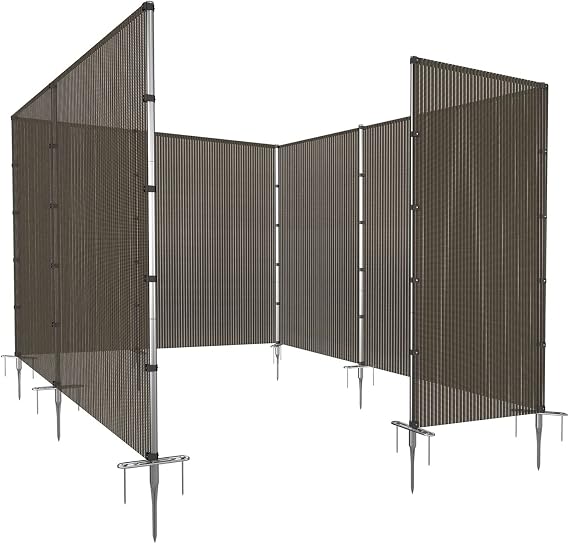 Coarbor Outdoor Removable Privacy Fence Fencing Panel for Pools Dogs Backyard Chicken Fence with Spikes Poles Veggie Garden Yard Barrier Border Fence Hollow Brown 6'x99'