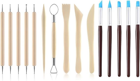 Clay Tools Set,15 Pcs Polymer Clay Tools,Clay Sculpting Tools,Pottery Sculpting Tools,Ball Stylus Dotting Tools for Engraving,Embossing,Shaping