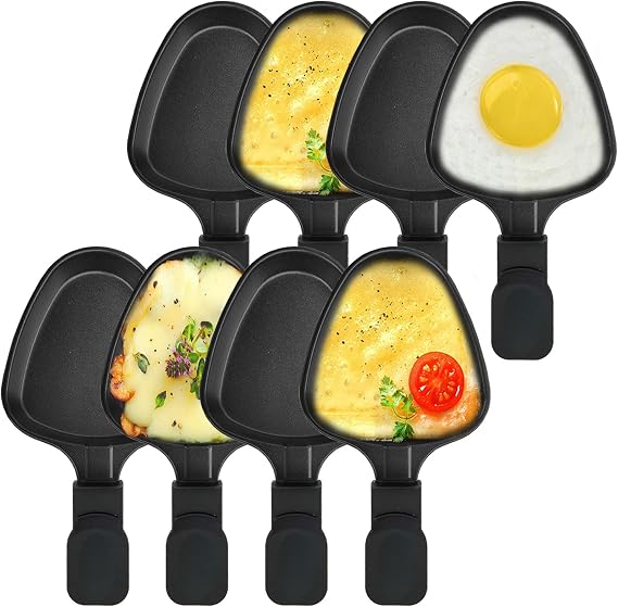 Non-Stick Coated Mini Grill Cheese Pan Melting Accessories for Raclettes Replacement trays Raclette Dishes Mini raclette pans, Triangle Shape(8PCS)