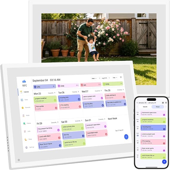 Digital Calendar 10.1", Smart Calendar Planner & Chore Charts, 1080P Full HD Interactive Touchscreen for Family Planner Display, Smart Family Calendar, Desk Mount, Gifts for Women Men