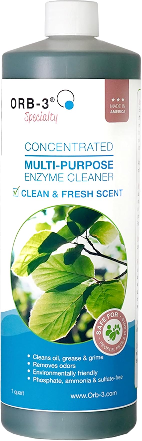 Orb-3 Multipurpose Enzyme Cleaner, 1-Quart, Clean & Fresh