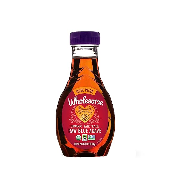 Wholesome Organic Raw Blue Agave Nectar, Syrup, Low Glycemic Sweetener, Non GMO, 23.5 oz (Pack of 6)