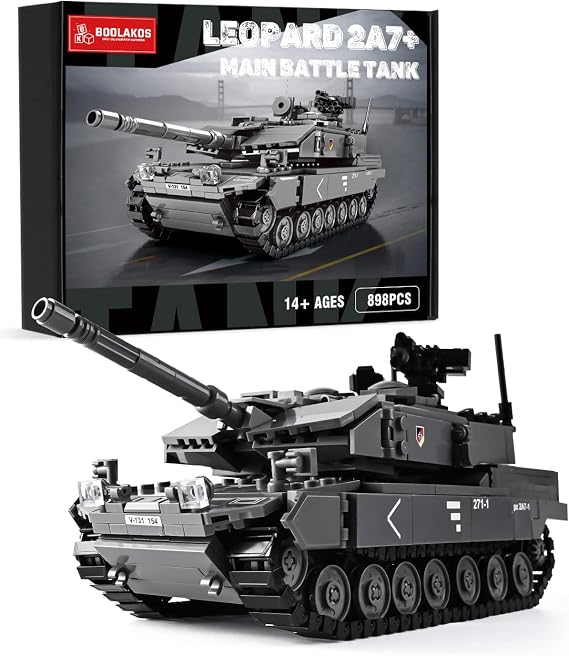 Leopard 2A7+ Tank Building Block, Military Army WW2 Tank Model Kit, Construction Set Gift Giving Toys for Adult (898 PCS)