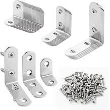 32 Pcs L Brackets - 3 Sizes Angle Bracket Kit (24x24, 40x40, 50x50 mm) - Stainless Steel Corner Brace with Screws for Wood, Frame, Shelf, Cabinet, Furniture Reinforcement & Repair