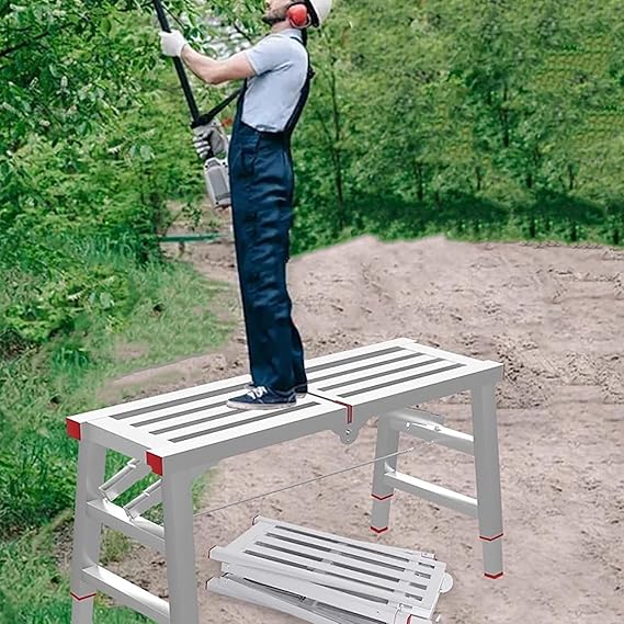 Work Platform Hedge Cutting Scaffolding Brackets w/Adjustable Legs, Foldable Industrial Step Platform for Stair, Engineering Scaffolding for Washing Vehicles(200x40cm(78 3/4" x15 3/4"))