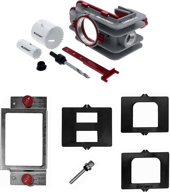 Milescraft 7301 Door Kit For Installing Door Locks, Knobs, and Hinges. Self-Clamping Lock Jig with Bi-Metal Hole Saws. Rout Common Hinge Mortises on Standard Doors. Cutting Tools Included