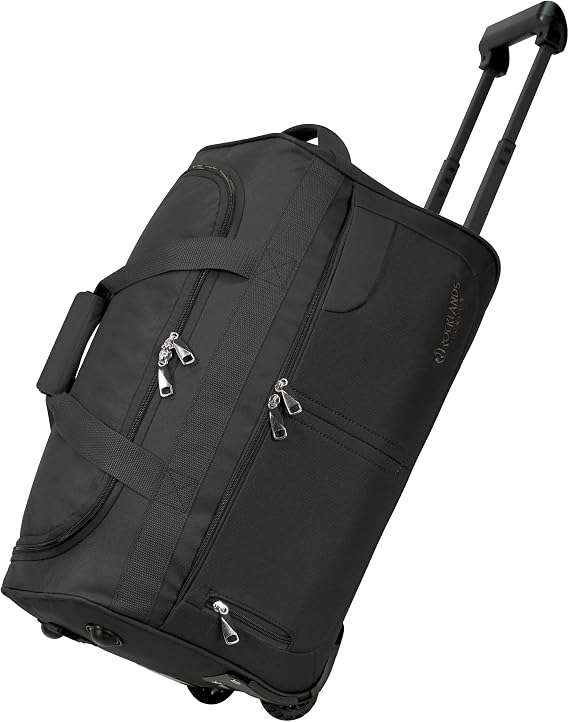 Rocklands® Lightweight Luggage Rolling Holdall Suitcase Wheeled Small Duffle Bag Travel Bag RL501 (Black/Black, Small (Carry on) 20" (H55 x L29 x W28 cm))