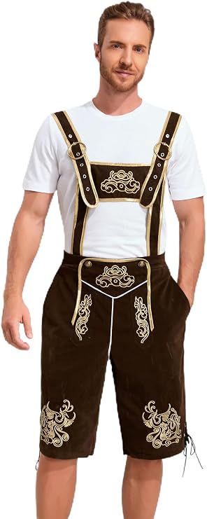 Khanda Men's Bavarian Oktoberfest Lederhosen Costume for Adult Men