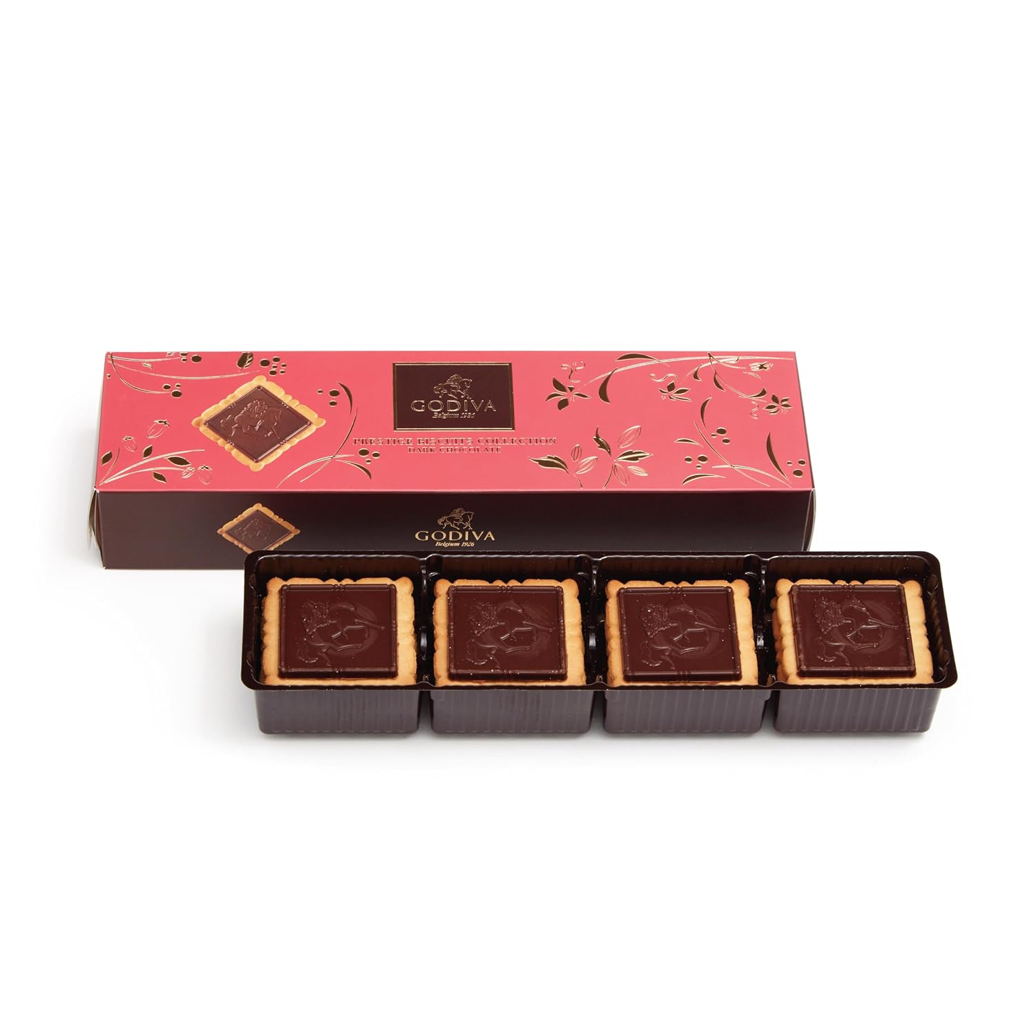 Godiva Prestige Biscuits Dark Chocolate Pack of 12 - Crispy Biscuits with Dark Chocolate and Lady Godiva Motif - 100 g