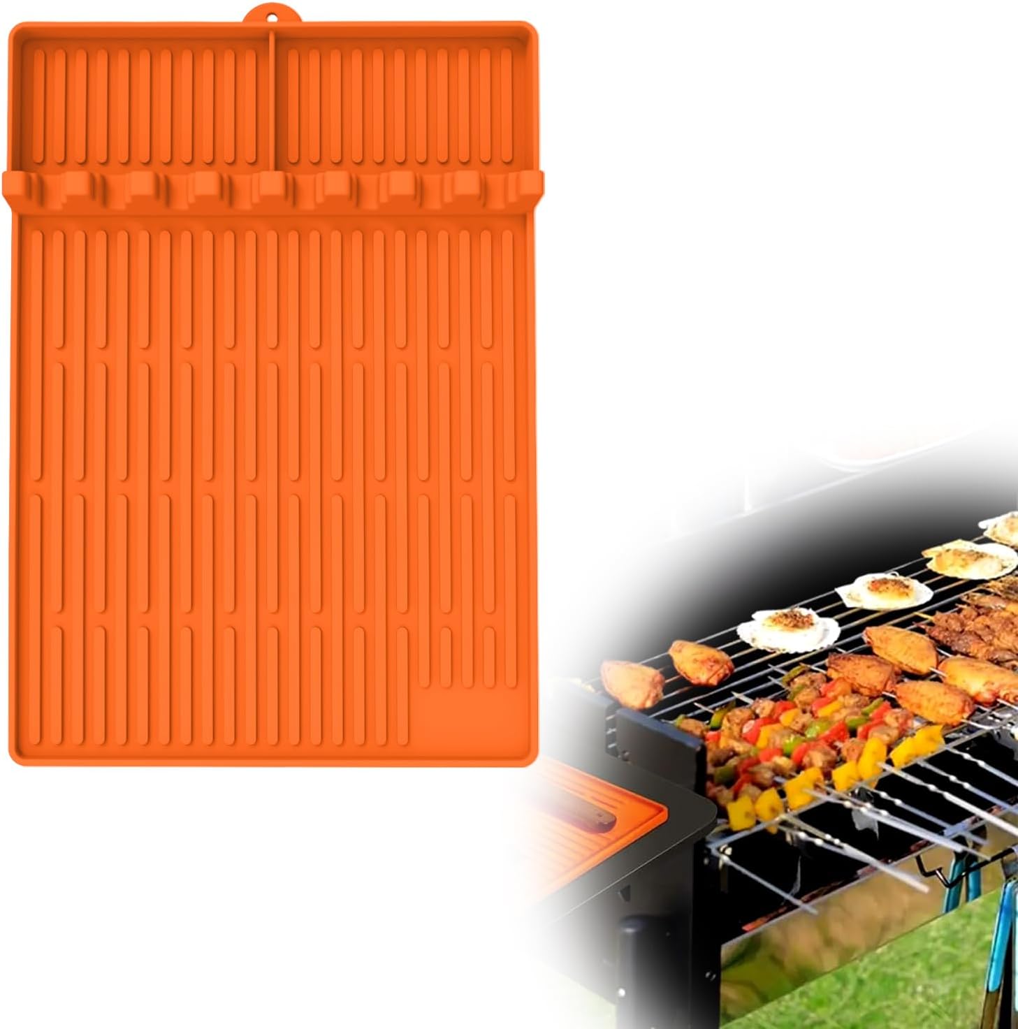 Silicone Grill Mat for Blackstone, Silicone Griddle Tools Mat, Spatula Mat with Drip Pad, Side Shelf Mattress for Outdoor Grill Kitchen Countertop, Backstone Griddle Accessories