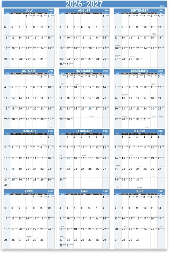 2026-2027 Yearly Wall Calendar - Calendar 2026-2027, July 2026 - June 2027