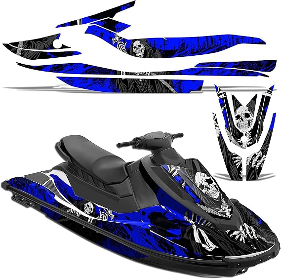 Jet Ski Graphics kit Sticker Decal Compatible with Yamaha WaveRunner EX Deluxe 2017-2020 - Reaper V2 Blue