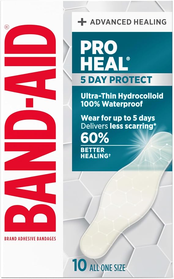 BAND-AID Brand Pro Heal 5 Day Protect Hydrocolloid Bandages, One Size, 10ct