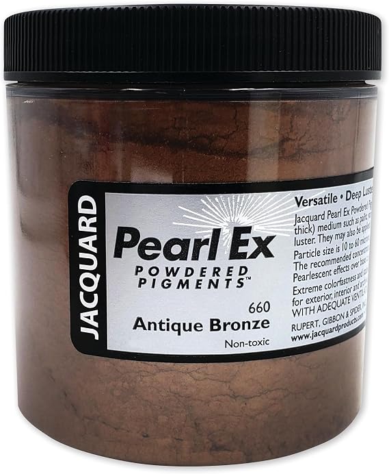 Jacquard Pearl Ex Pigment Powder 4oz Antique Bronze - Loose Mica Powder for Epoxy Resin, Watercolors, Calligraphy Ink & Clay - Epoxy Pigment Powder - Epoxy Resin Color