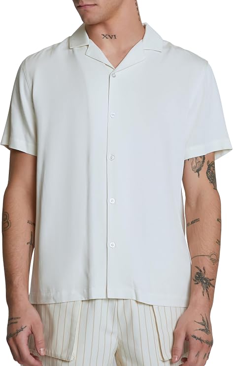Forever 21 Men's Cuban Collar Short-Sleeve Shirt