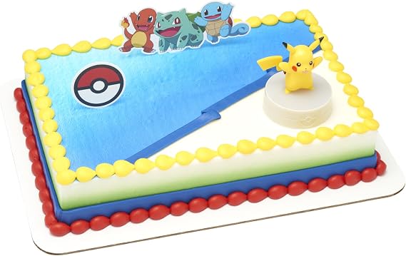 DecoSet Pokemon Light Up Pikachu Cake Topper, 3 Piece Decoration Set, Birthday Decorations For All Size and Shape Cakes | For Birthday And Celebrations