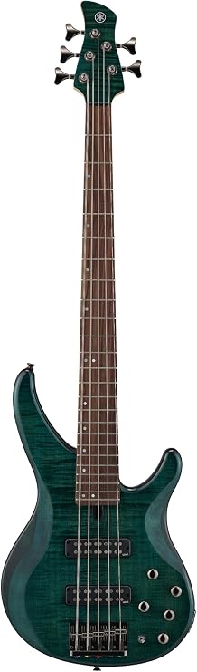 Yamaha TRBX605 5-String Flamed Maple Bass Guitar, Indigo Blue