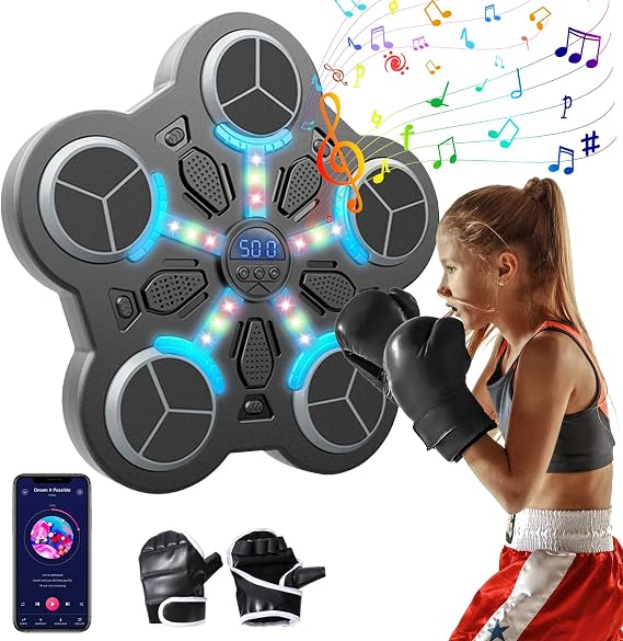 Eznaobo Music Boxing Machine, Smart Bluetooth Boxing Machine with Boxing Gloves,Adjustable Speeds and Counter,Boxing Machine Wall Mounted, Punching Machine, for Kids Adult