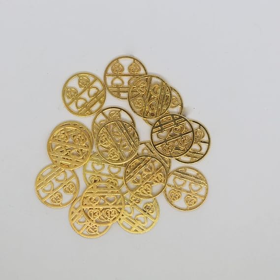 50 Pieces of Golden Chinese Traditional Wedding Decorations Double Happiness Wedding Decorations for New House Layout Festive DIY Supplies Metal Alloy Happy Pendant (C)