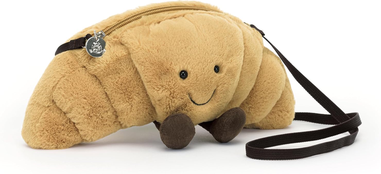 Jellycat Amuseables Croissant Plush Bag, 10.5 inches - Crossbody & Shoulder Purse - Fun & Unique Handbag