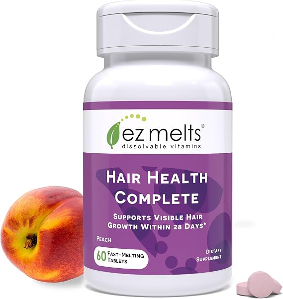 EZ Melts Dissolvable Hair Health Complete, 60 Tablets (30 Servings), Peach