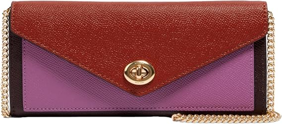 COACH Colorblock Leather Envelope Wallet w Chain and Turnlock