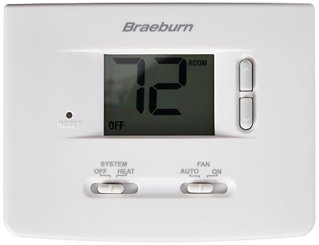 Braeburn 1025NC Thermostat, Non-Programmable, Heat Only