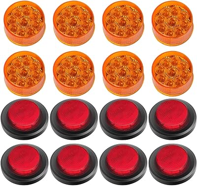 cciyu 8x 2 9 Led AmberLen AmberLight Round 960-1LA Trailer Led Side Marker Lights SL-911877B Rubber Grommet