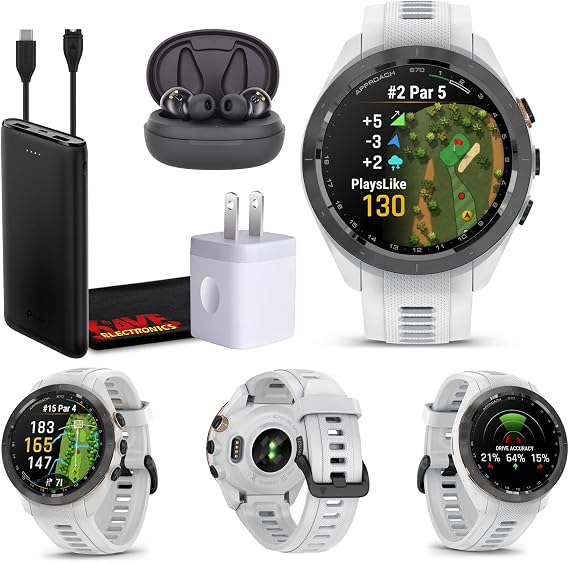 Garmin Approach S70 - GPS Golf Smartwatch AMOLED 42mm (White) Bundle
