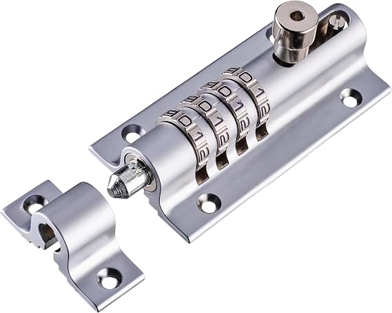 Squire Combi Bolt Door Lock (COMBI4) - 4 Wheel Combination Locking Bolt - Weatherproof Die Cast Body - Tamper Proof Slide Bolt - High Security Gate Lock for Home & Garages (Chrome, 120 mm)