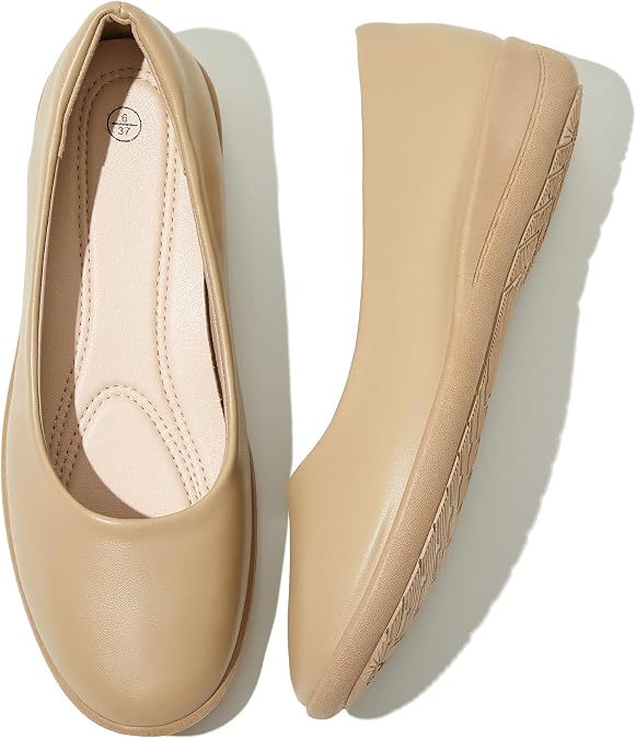 Women's Comfortable Black Leather Dress Ballerina Flats for Office and Work | Office Shoes